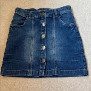 Denim Button-Front Skirt